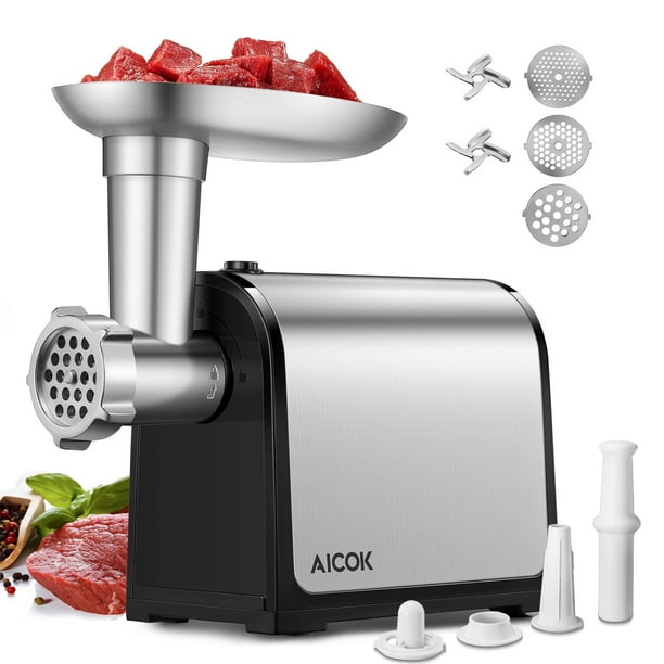 Electric Meat Grinder Stainless Steel Compact Sausage Stuffer 3 Plates 2 Blades